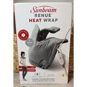 Sunbeam Renue Heat Wrap for Neck & Shoulders 4 Heat‎ Settings 22" x 14"- NIB